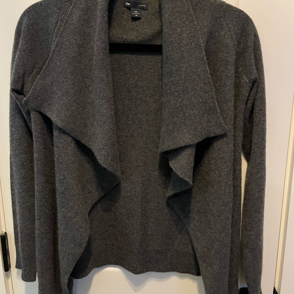 GAP Women's 100% Cashmere Grey Cascade Cardigan Sweater Size XS